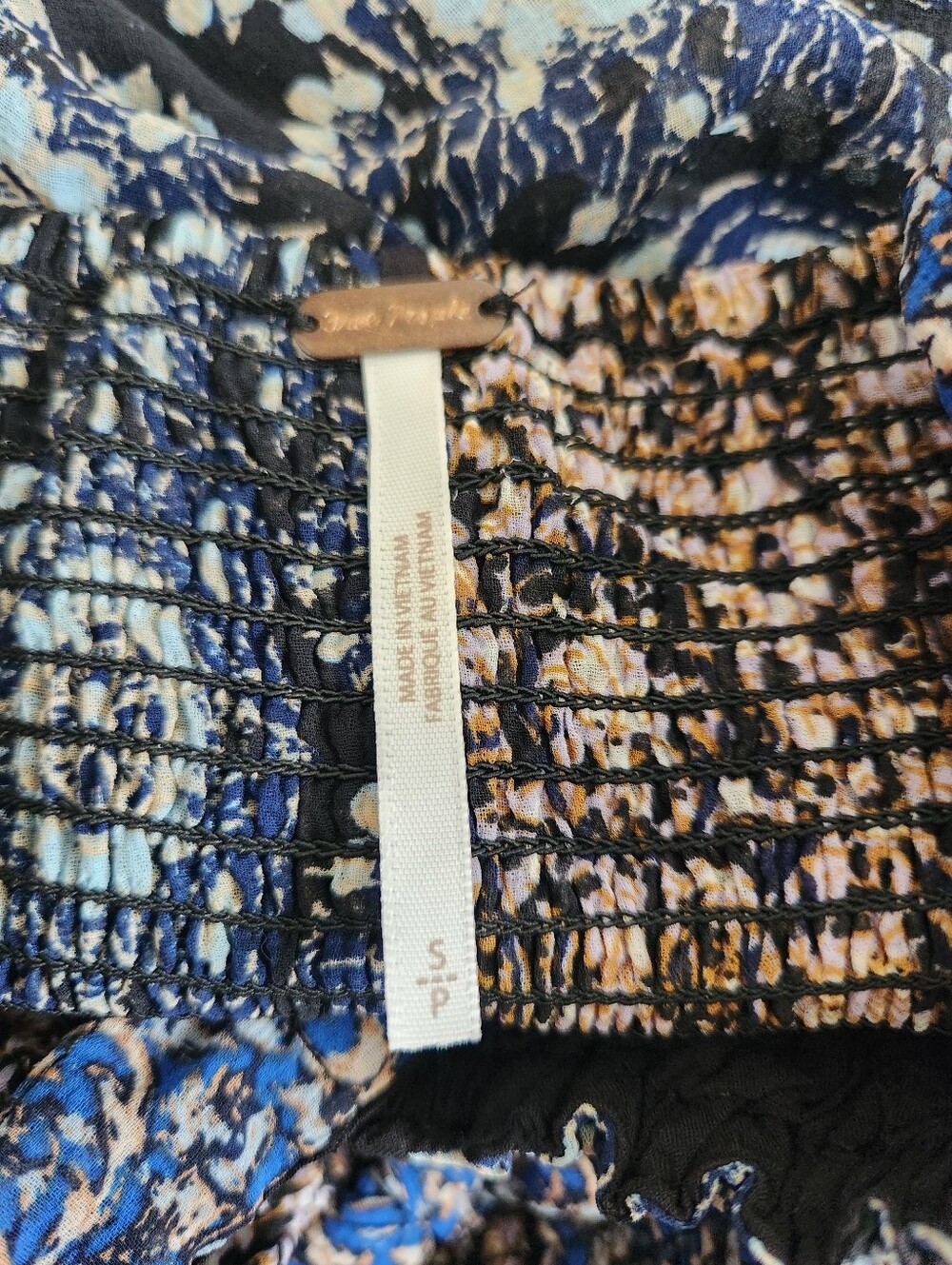 Free People Come Together Smocked Midi Dress All Over Print Size Small - Picture 4 of 4